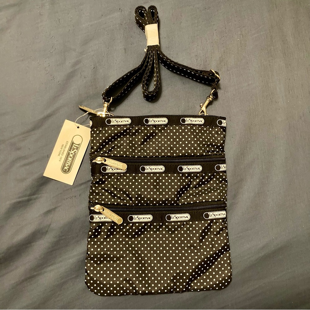 LeSportsac Kasey Crossbody Bag Mod Pin Dot Pattern NWT